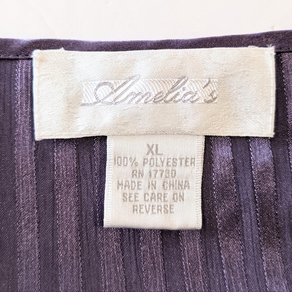 Vintage Amelia's Short Nightgown Slip Purple Satin Thin Straps Size XL - Picture 10 of 16